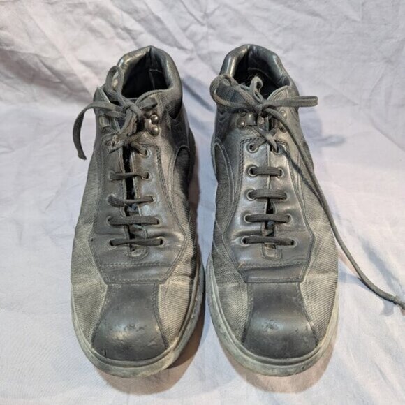 Prada Black Leather and Canvas Sneakers Men Size 9 - Picture 1 of 10